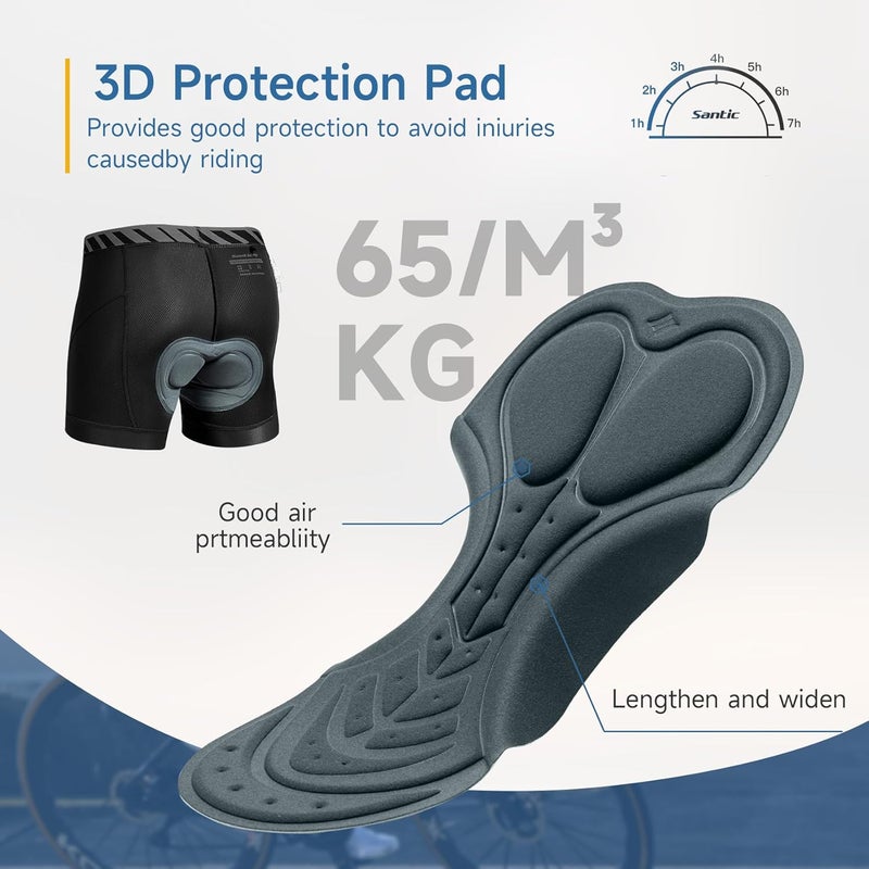 Santic Men's Bike Shorts Cycling Underwear 3D Padded Mountain Liner Shorts Bicycle Pants - Image 5